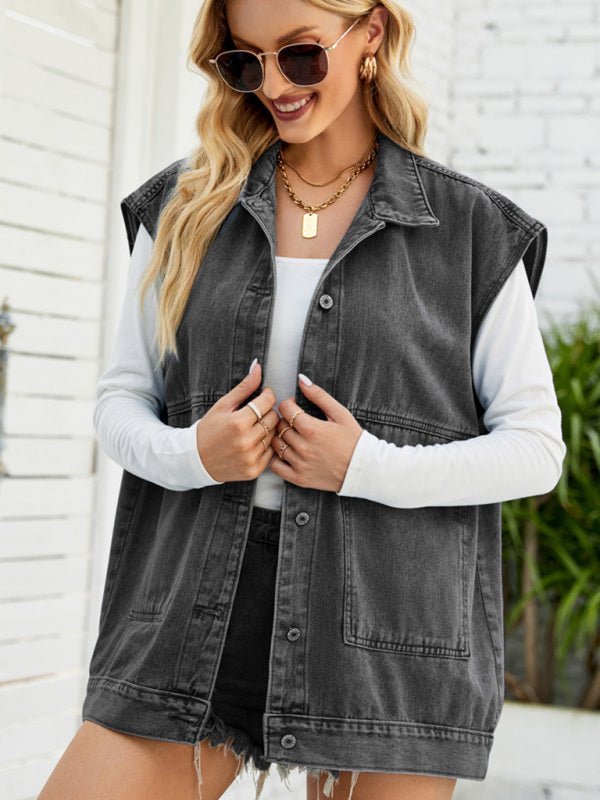 Drune | Neues Denim-Weste Sommermode-Trend Denim Ärmellose Weste