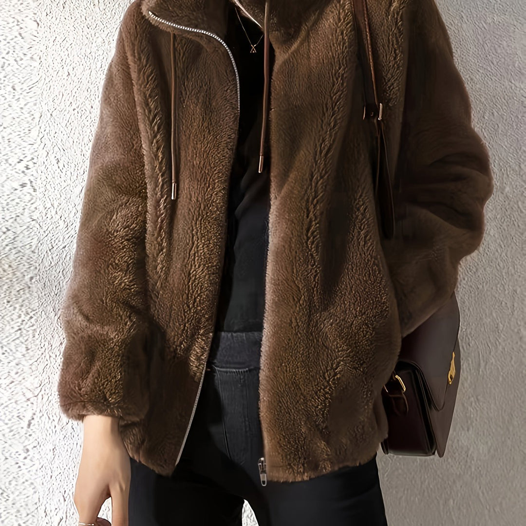 Drune | Lässige warme Teddy-Jacke mit Kordelzug und Reißverschluss