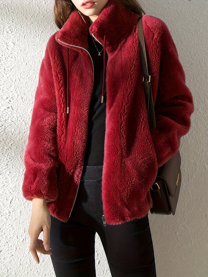 Drune | Lässige warme Teddy-Jacke mit Kordelzug und Reißverschluss