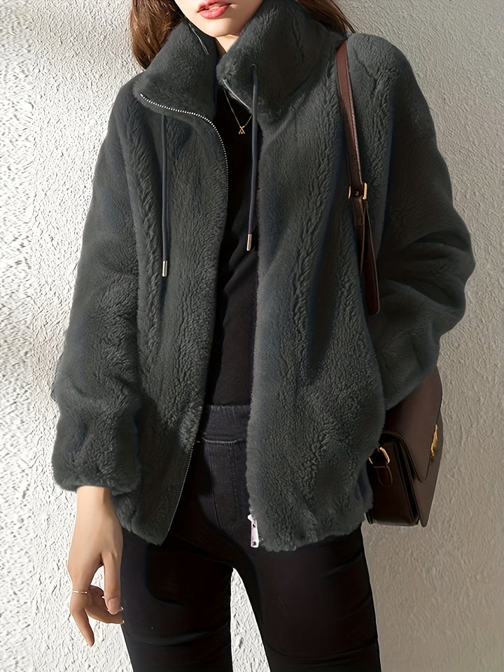 Drune | Lässige warme Teddy-Jacke mit Kordelzug und Reißverschluss