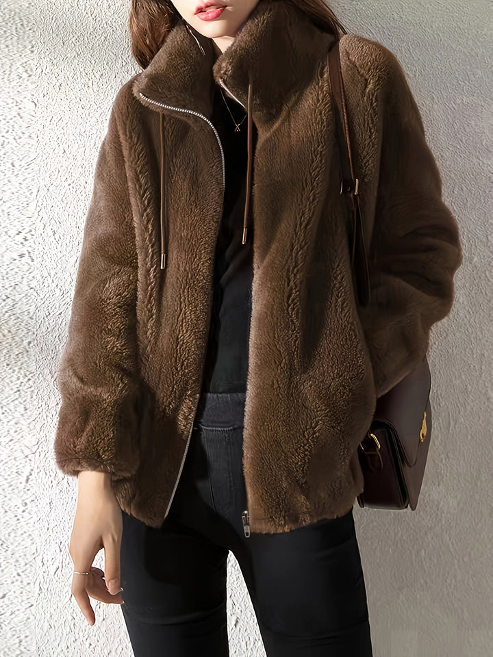 Drune | Lässige warme Teddy-Jacke mit Kordelzug und Reißverschluss