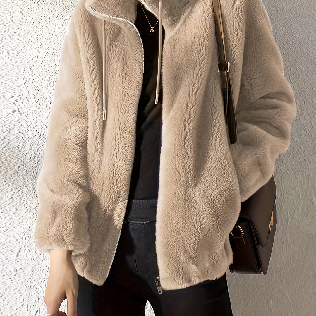 Drune | Lässige warme Teddy-Jacke mit Kordelzug und Reißverschluss