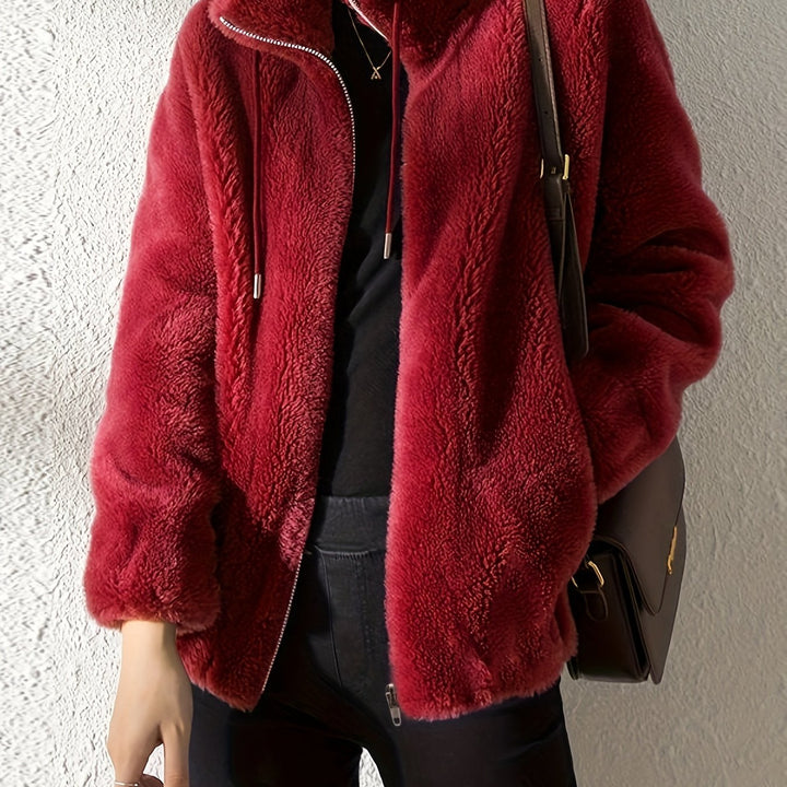 Drune | Lässige warme Teddy-Jacke mit Kordelzug und Reißverschluss