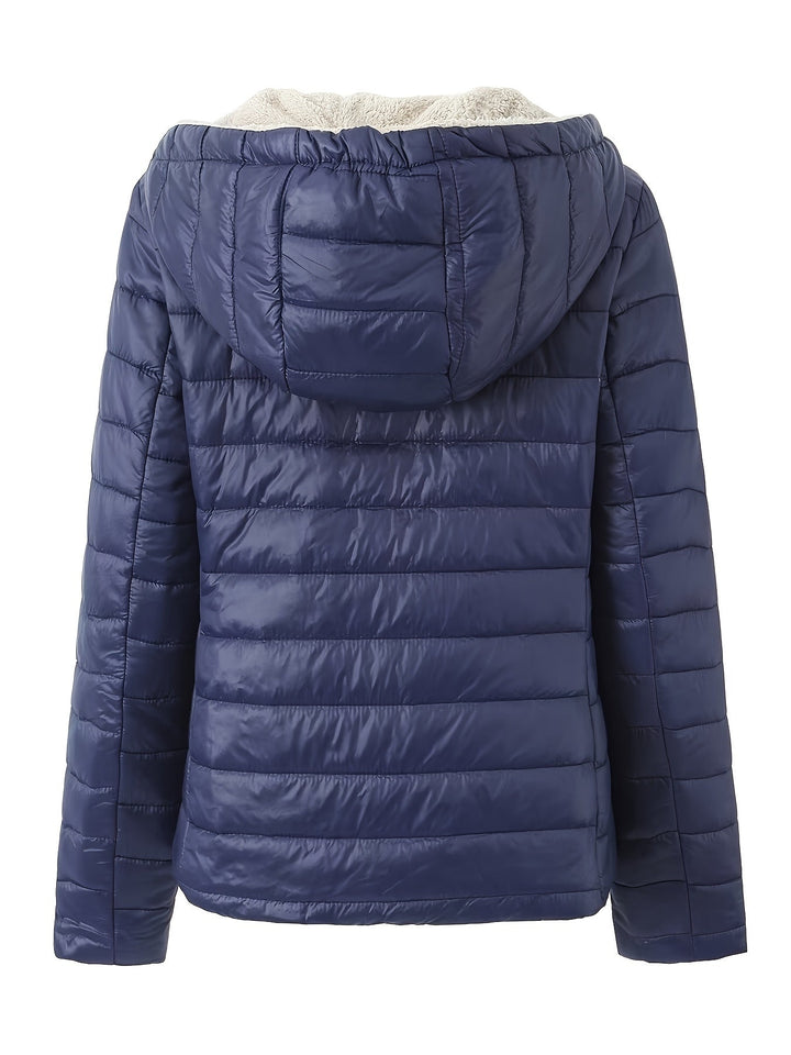 Drune | Warme Puffy-Jacke mit Reißverschluss und Kunstpelzfutter