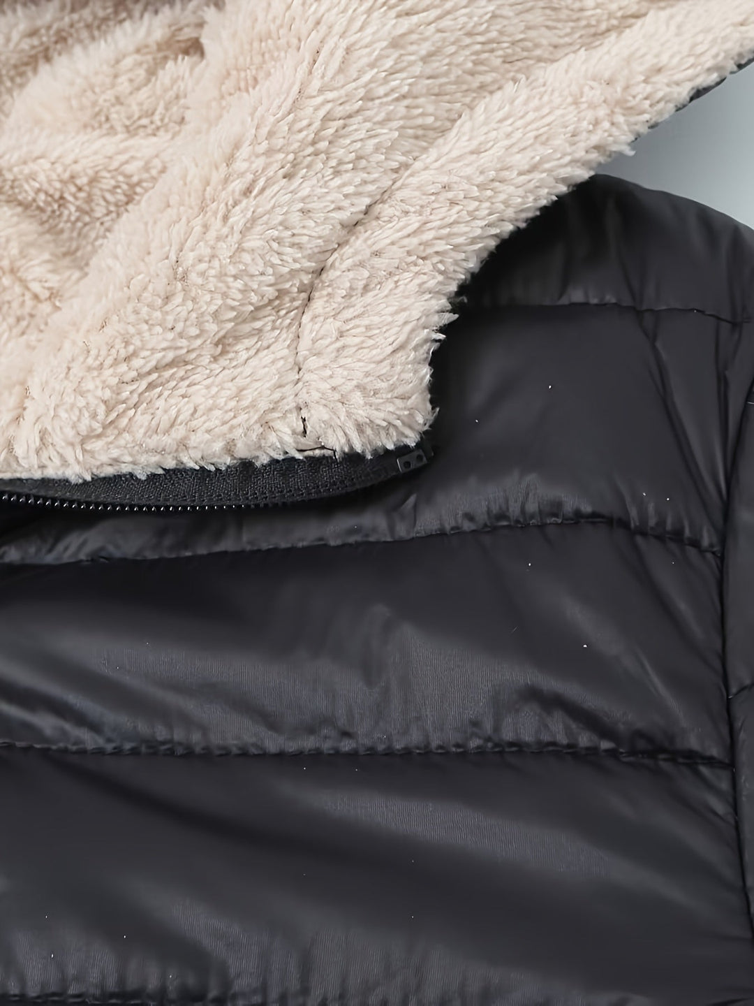 Drune | Warme Puffy-Jacke mit Reißverschluss und Kunstpelzfutter