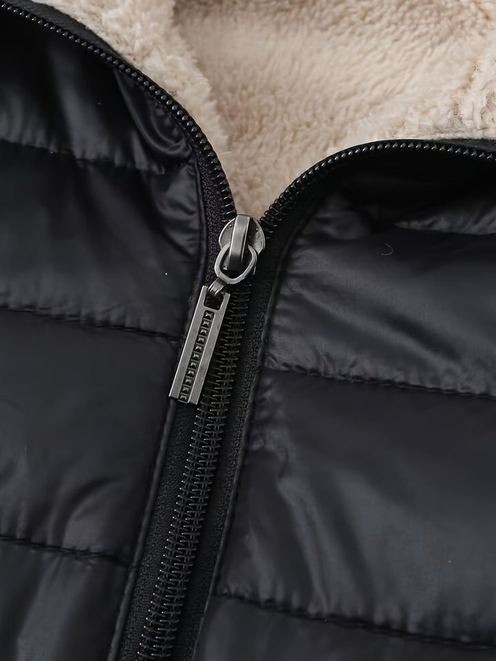 Drune | Warme Puffy-Jacke mit Reißverschluss und Kunstpelzfutter
