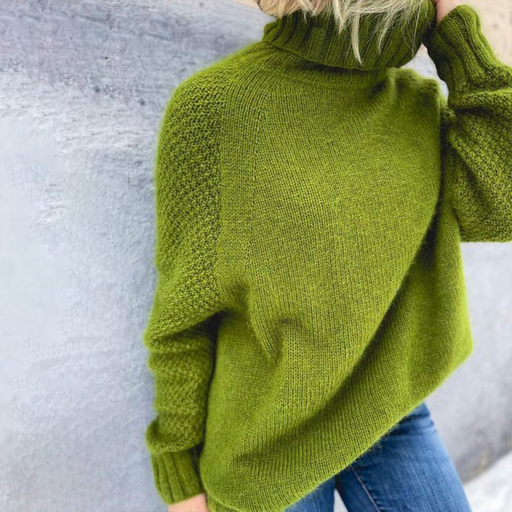 Drune | Übergroßer Strickrollkragenpullover in Grasgrün
