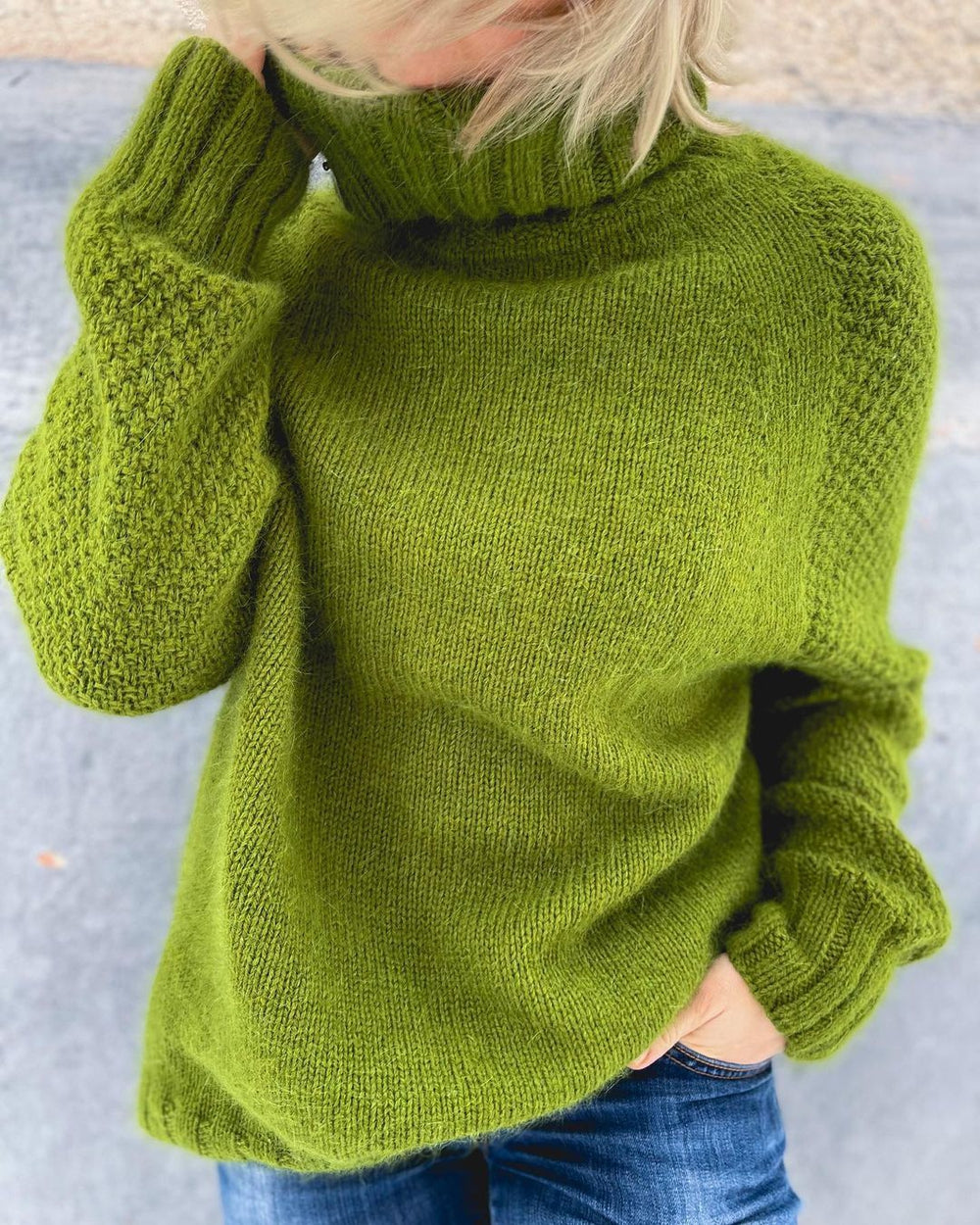 Drune | Übergroßer Strickrollkragenpullover in Grasgrün