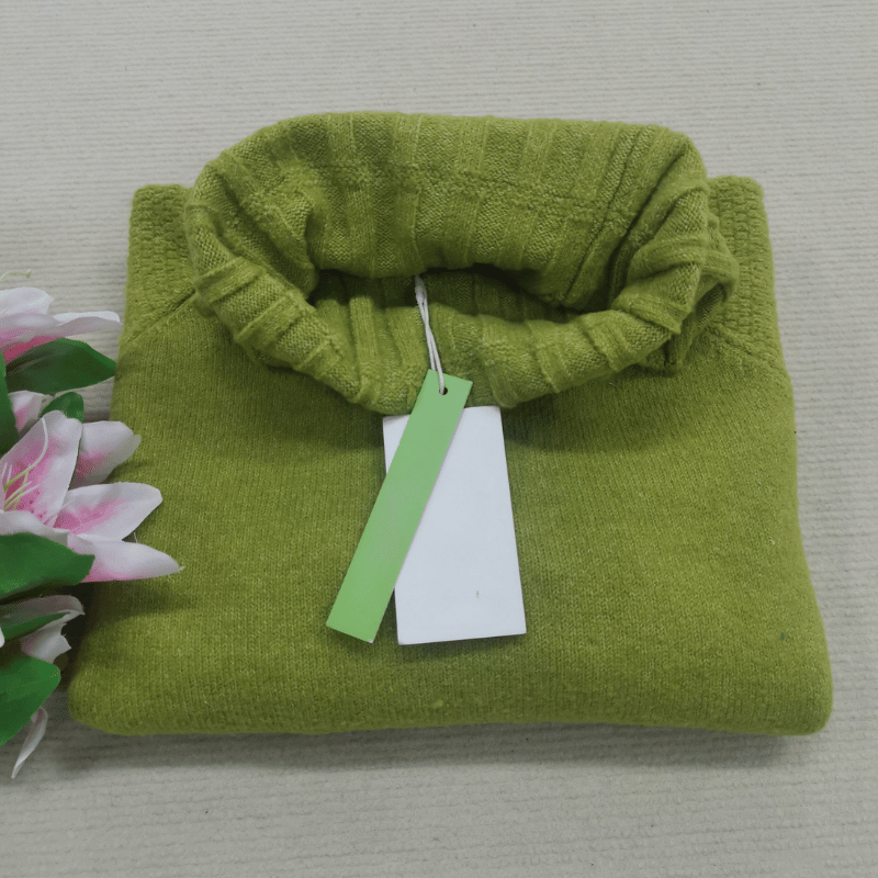 Drune | Übergroßer Strickrollkragenpullover in Grasgrün