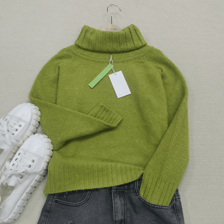 Drune | Übergroßer Strickrollkragenpullover in Grasgrün