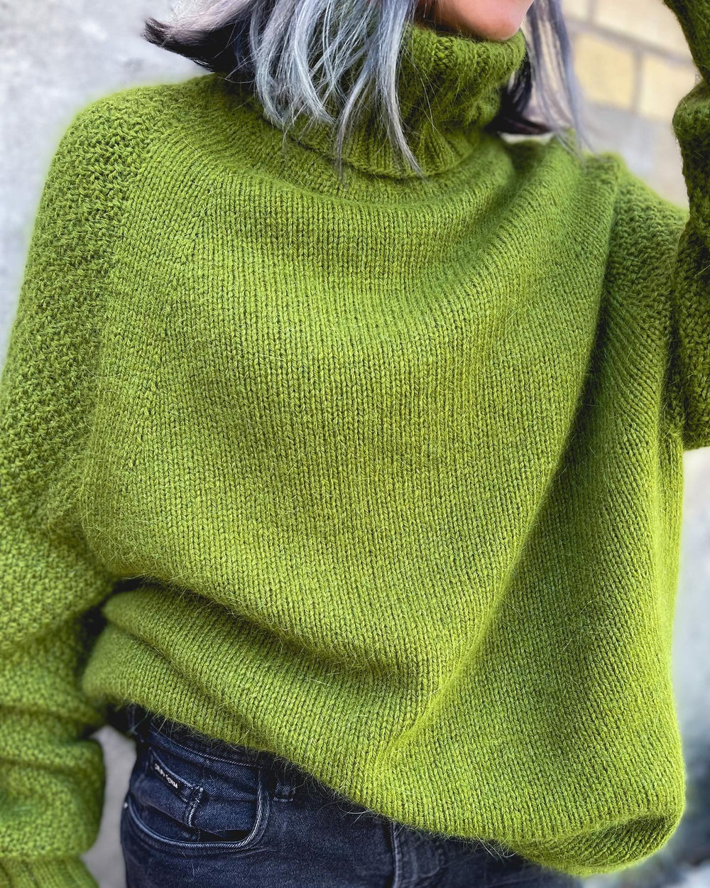 Drune | Übergroßer Strickrollkragenpullover in Grasgrün
