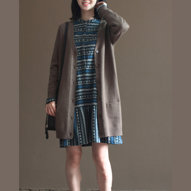 Drune | Vintage-Rabbit-Wollmischpulloverjacken Übergrößen lässige langärmlige Strickcardigans
