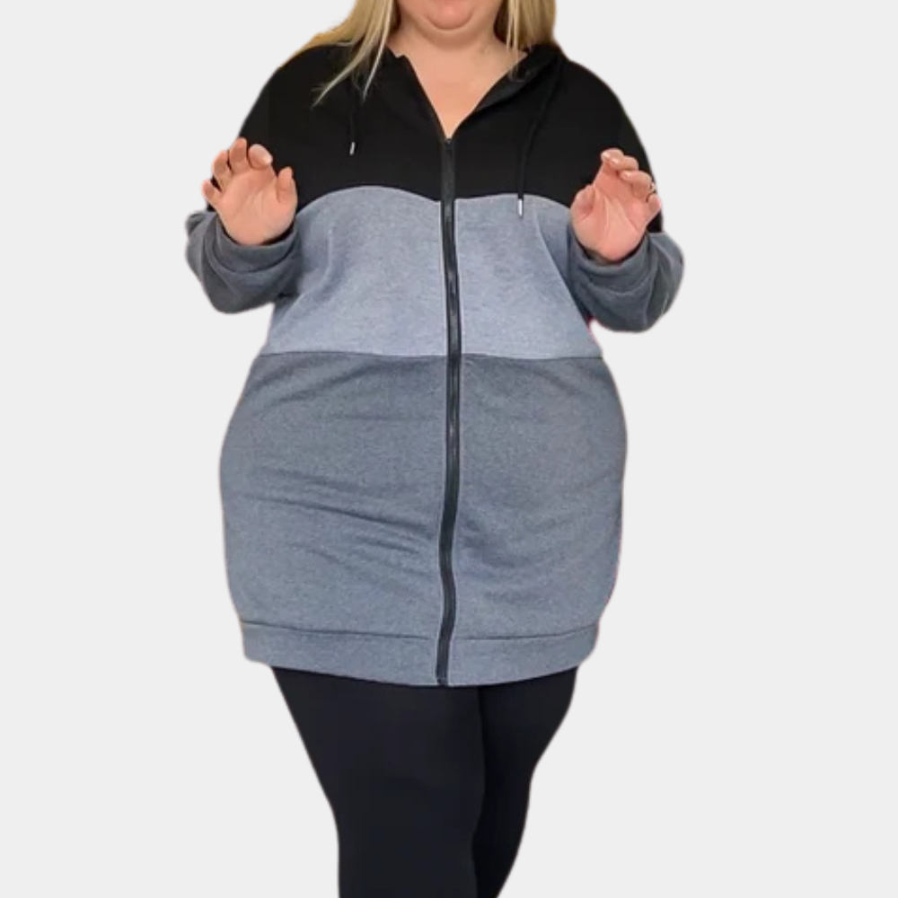 Drune | Lange Kapuzenjacke mit Reißverschluss für Damen im Herbst