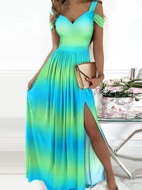 Drune | Elegantes Off-Shoulder Büro Damen Langes Kleid