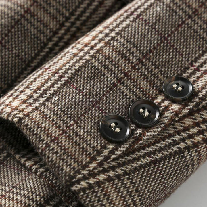 Drune | Büro Damen Kariert Blazer Langarm Lässig Jacke