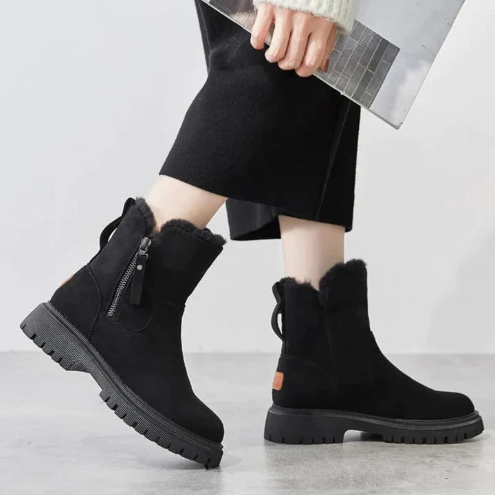 Drune | Schicke Ankle Boots mit Wildlederoptik und kuscheligem Fellfutter
