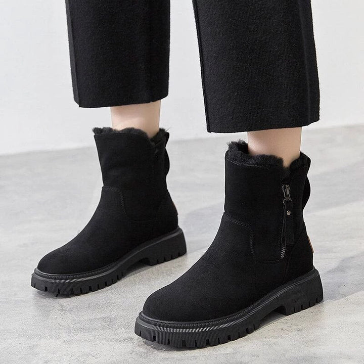 Drune | Schicke Ankle Boots mit Wildlederoptik und kuscheligem Fellfutter