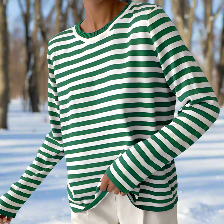 Drune | Langarm-T-Shirt - Gestreift - Rundhals - Relaxed Fit - Atmungsaktive Baumwolle
