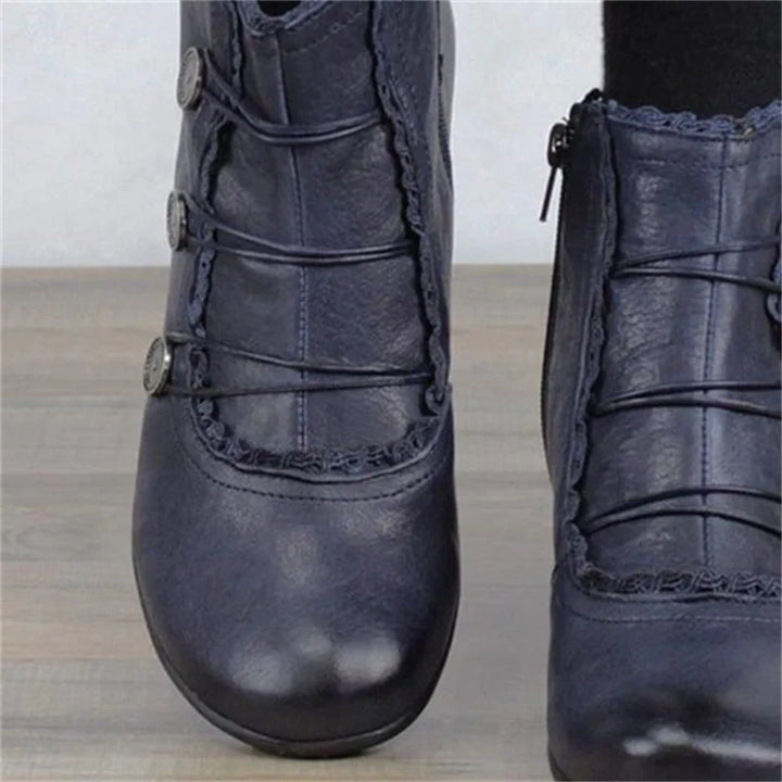 Drune | Damen Viktorianische Schnür-Stiefeletten mit Spitzenbesatz