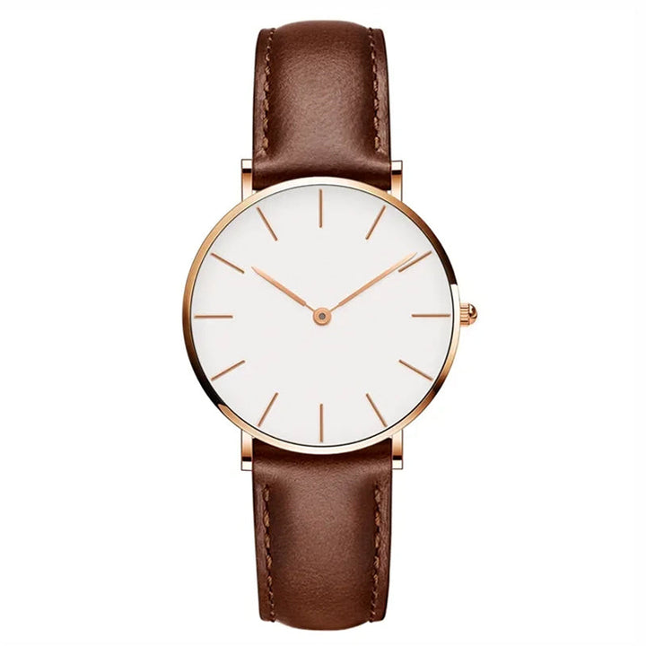 Drune | Runde Zeitlose Minimalistische Uhr Mit Lederband