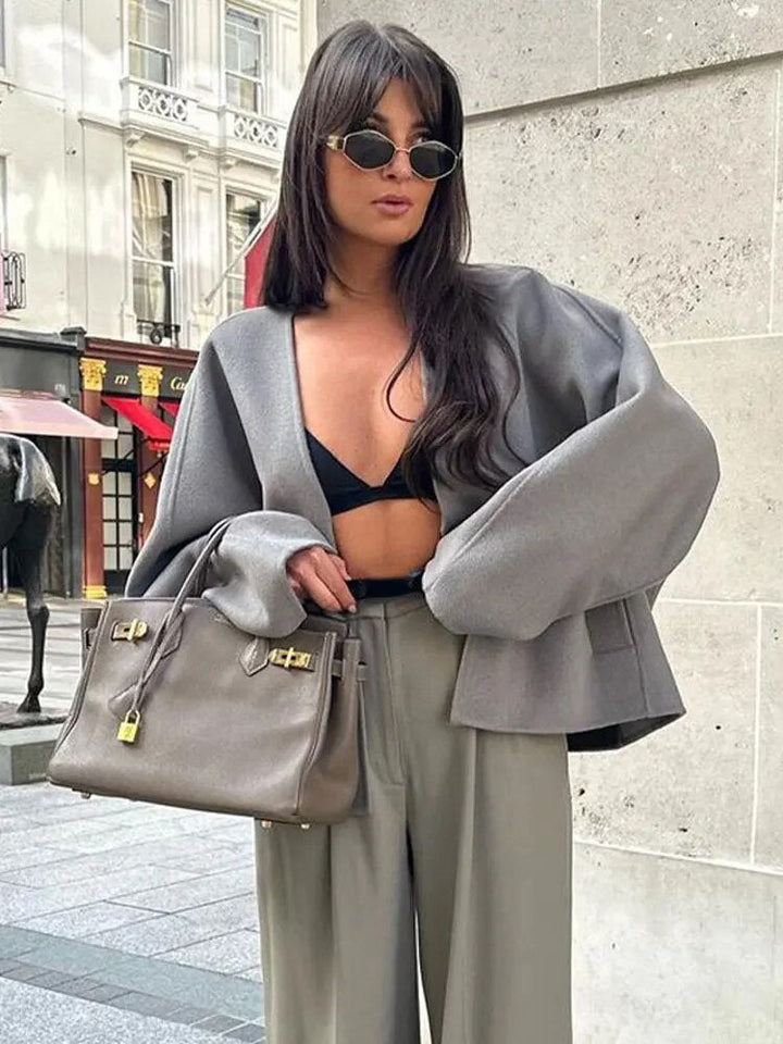 Drune | Chic Kurze Wolljacke Wollmischung Elegant und Lässig
