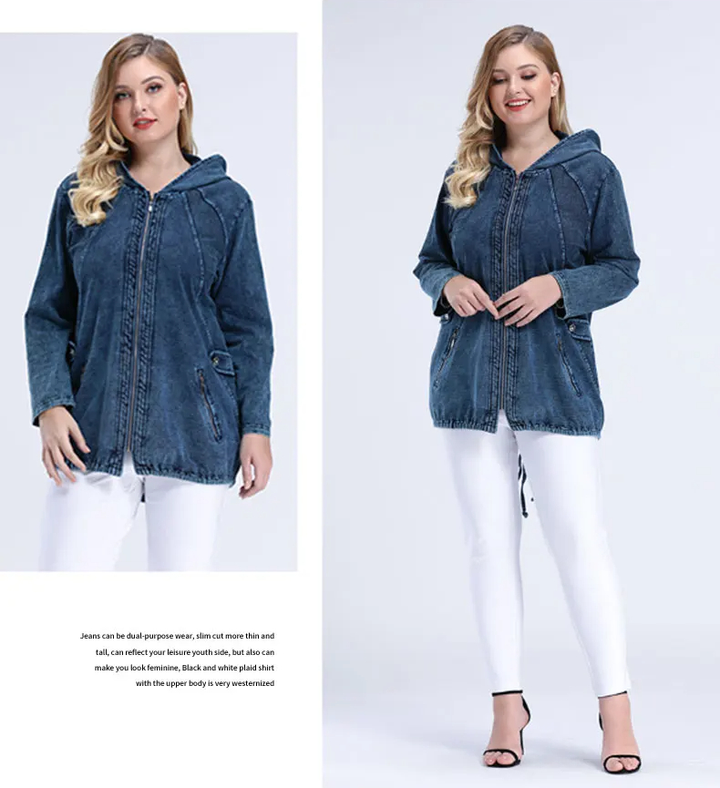 Drune | Oversized Curve Champion Denim Hoodie Pullover