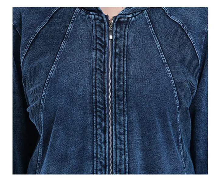 Drune | Oversized Curve Champion Denim Hoodie Pullover