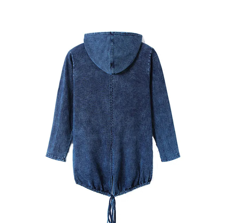 Drune | Oversized Curve Champion Denim Hoodie Pullover