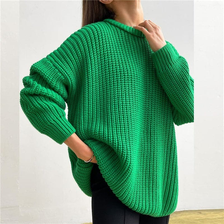 Drune | Strickpullover Übergroß Fit Rippstrick Langärmliger Rundhalsausschnitt