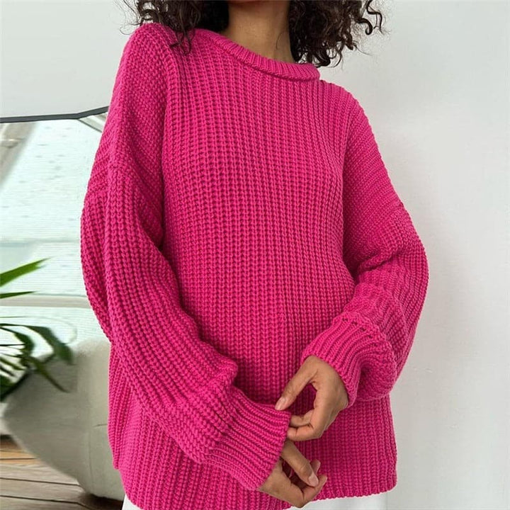 Drune | Strickpullover Übergroß Fit Rippstrick Langärmliger Rundhalsausschnitt