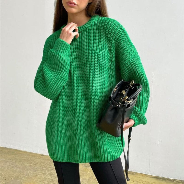 Drune | Strickpullover Übergroß Fit Rippstrick Langärmliger Rundhalsausschnitt