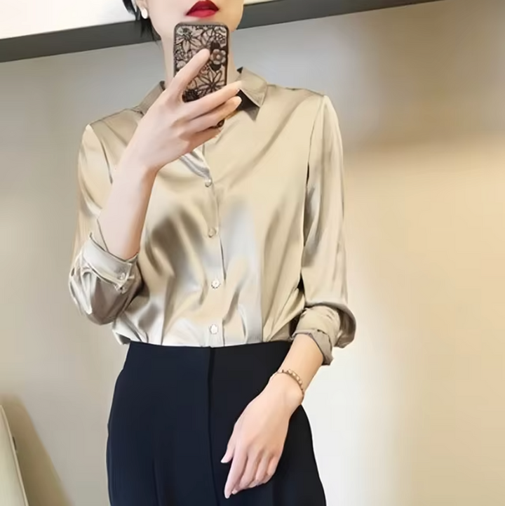 Drune | Elegante Damen Satinbluse Luxuriös, Stilvoll & Vielseitig