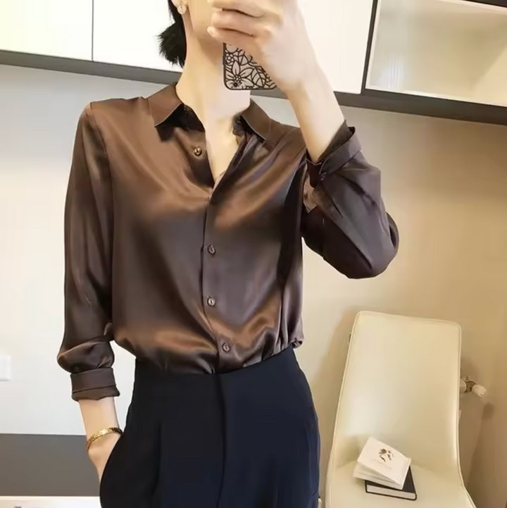 Drune | Elegante Damen Satinbluse Luxuriös, Stilvoll & Vielseitig