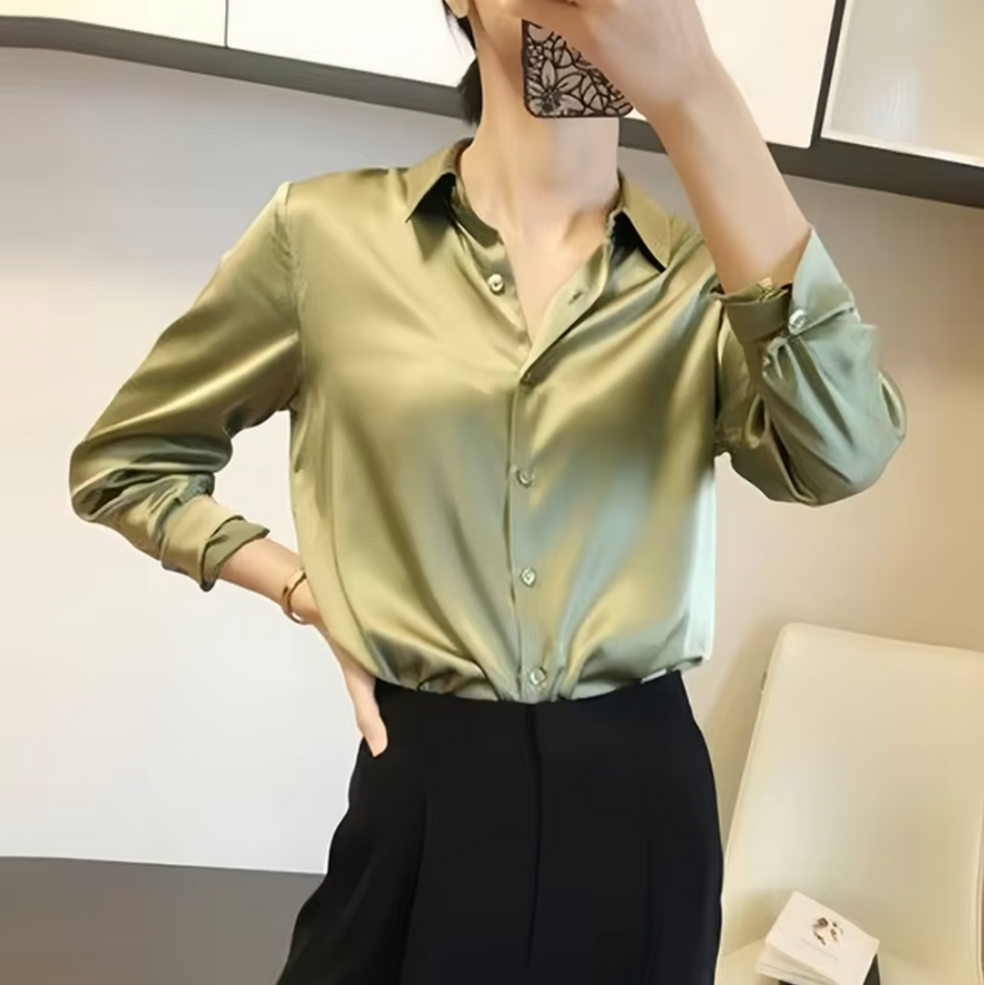 Drune | Elegante Damen Satinbluse Luxuriös, Stilvoll & Vielseitig