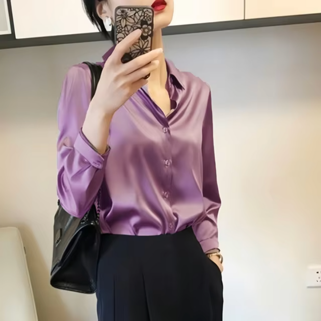 Drune | Elegante Damen Satinbluse Luxuriös, Stilvoll & Vielseitig