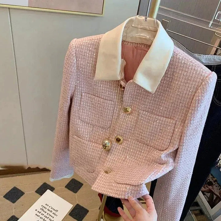 Drune | Patchwork Crop Tweed Jacke Damen