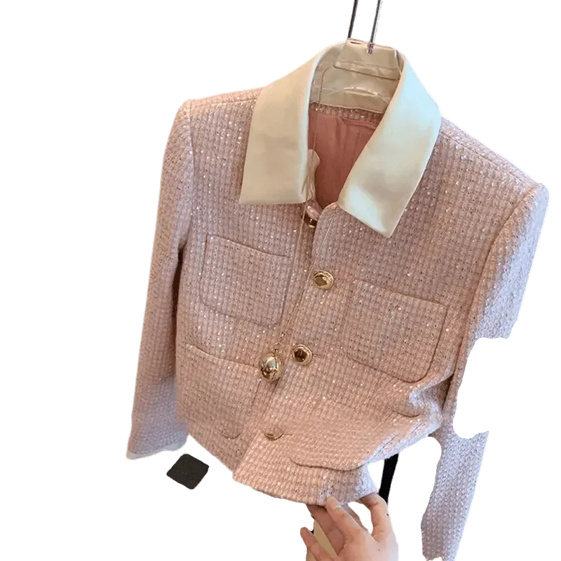 Drune | Patchwork Crop Tweed Jacke Damen