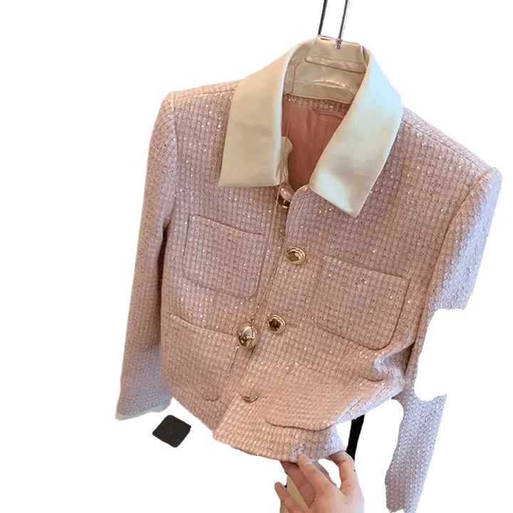 Drune | Patchwork Crop Tweed Jacke Damen