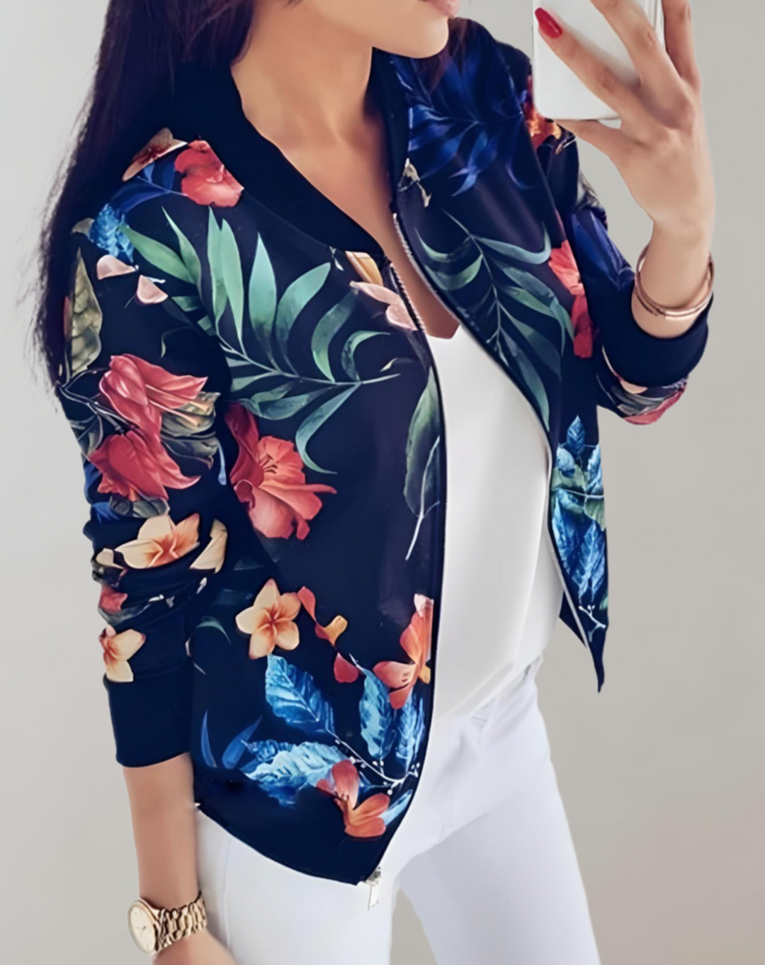 Drune | Kurzarm-Damenjacke mit floralem Muster