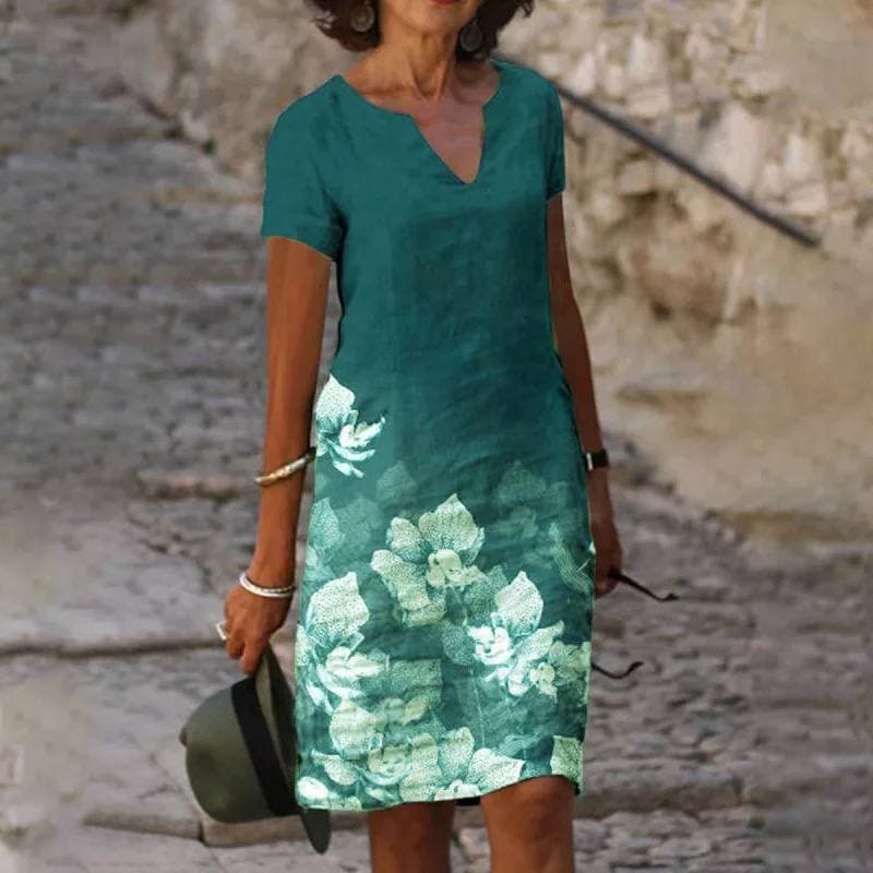 Drune | Blumenreich leichtes Baumwollkleid für Damen