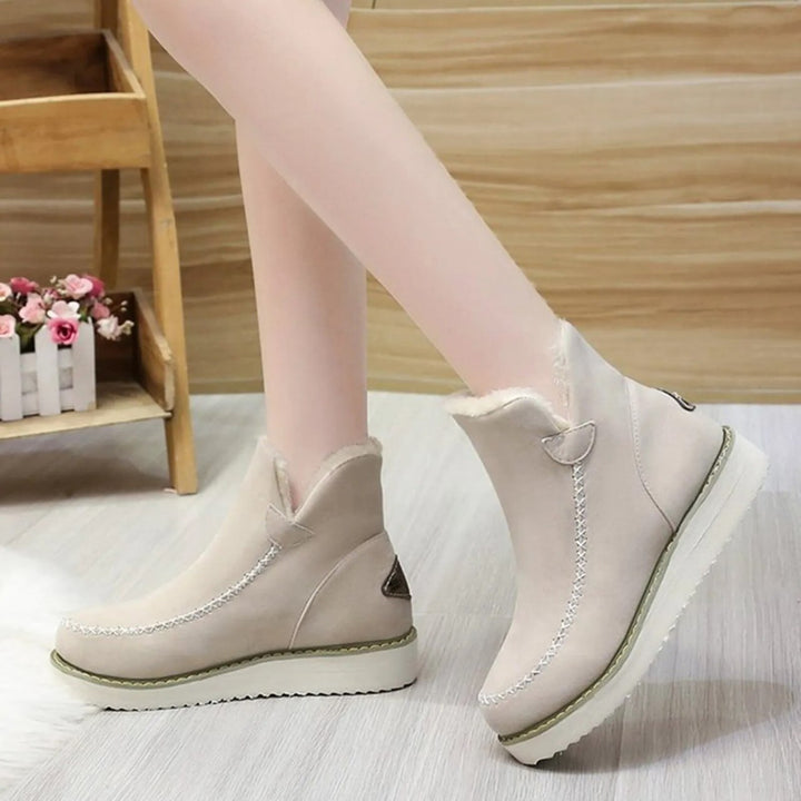 Drune | Flache Wildleder Stiefeletten mit Fell für Damen - Ideal für Alltag