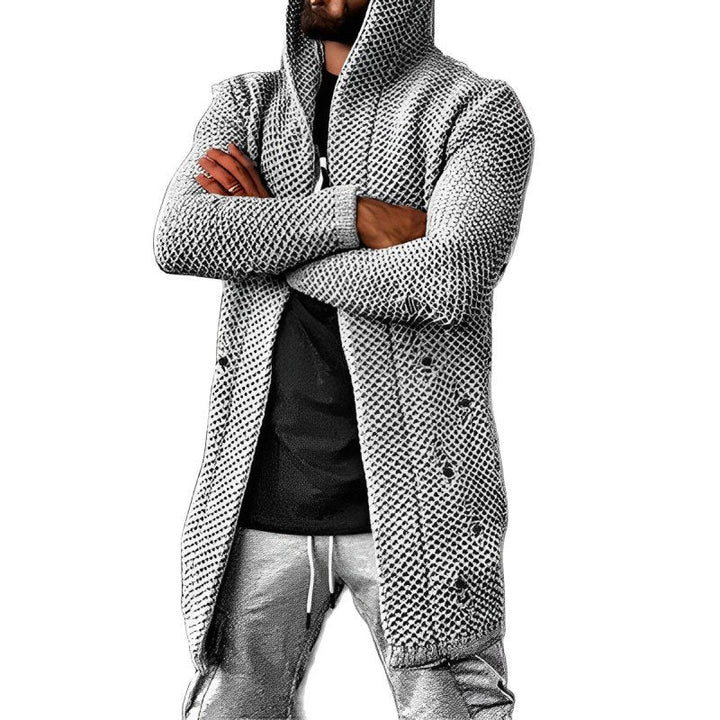 Drune | MITTELLANGER HERREN – STRICKCARDIGAN MIT KAPUZE