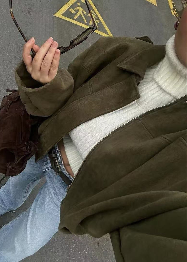 Drune | Übergroße Wildleder Zip-Jacke