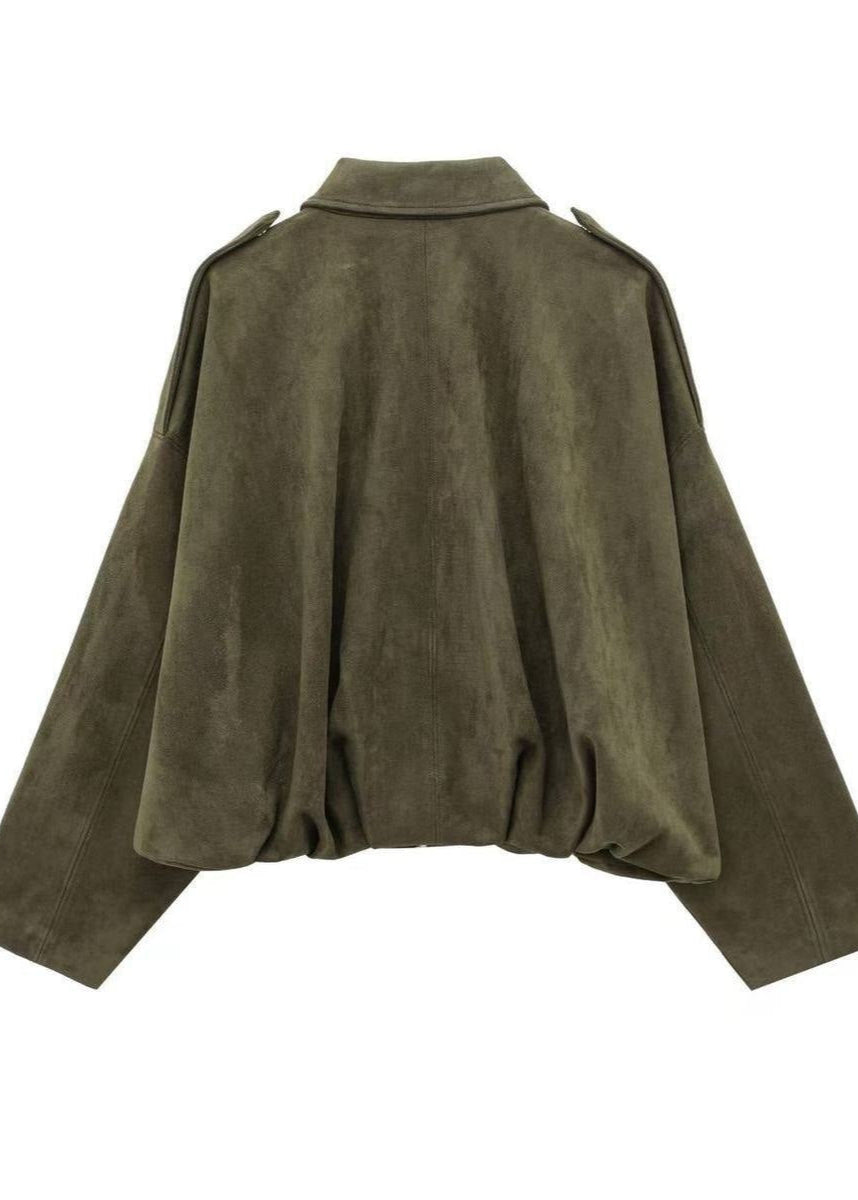 Drune | Übergroße Wildleder Zip-Jacke