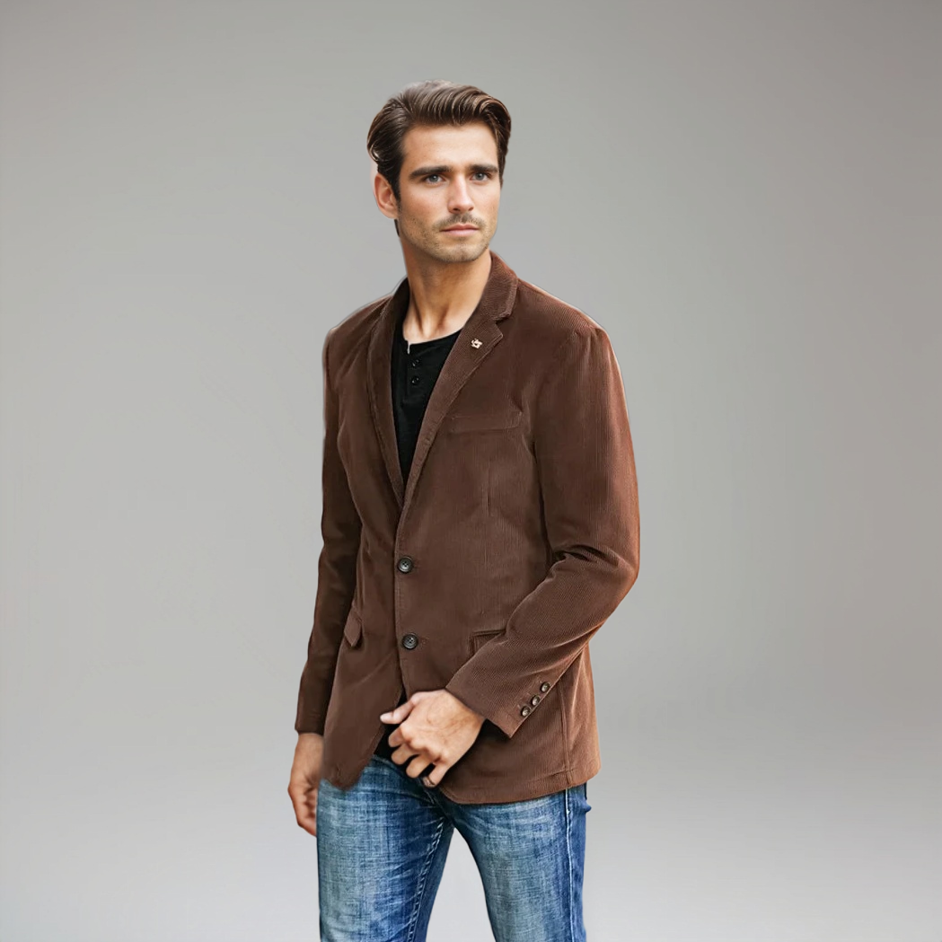 Drune | Cord Blazer Für Herren Klassische Eleganz in Braun