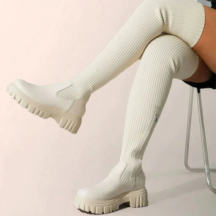 Drune | Stilvolle Damen Knielange Stiefel mit Reißverschluss