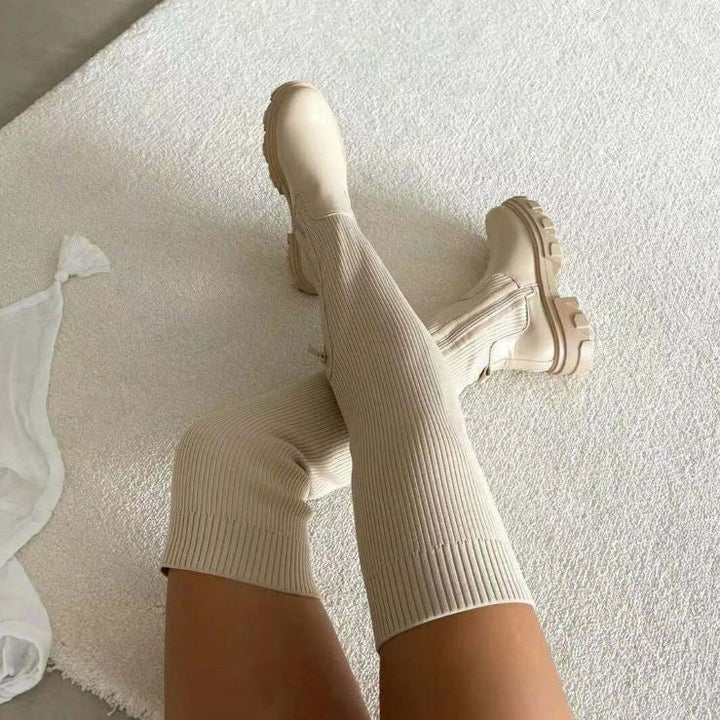 Drune | Stilvolle Damen Knielange Stiefel mit Reißverschluss