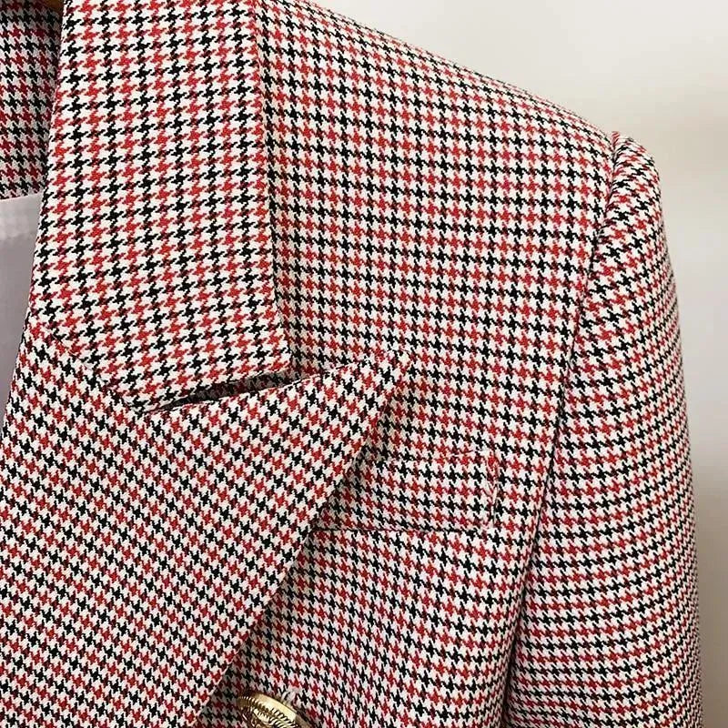 Drune | Pink Hahnentrittmuster Blazer Frauen - Formal-Business - Karo
