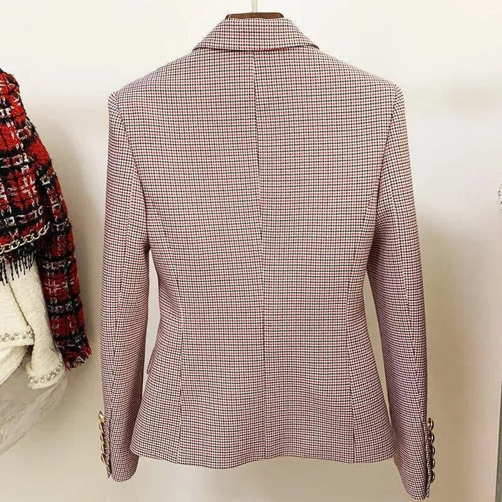Drune | Pink Hahnentrittmuster Blazer Frauen - Formal-Business - Karo