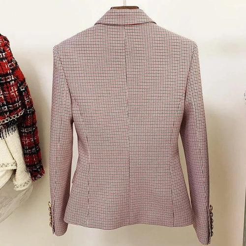 Drune | Pink Hahnentrittmuster Blazer Frauen - Formal-Business - Karo